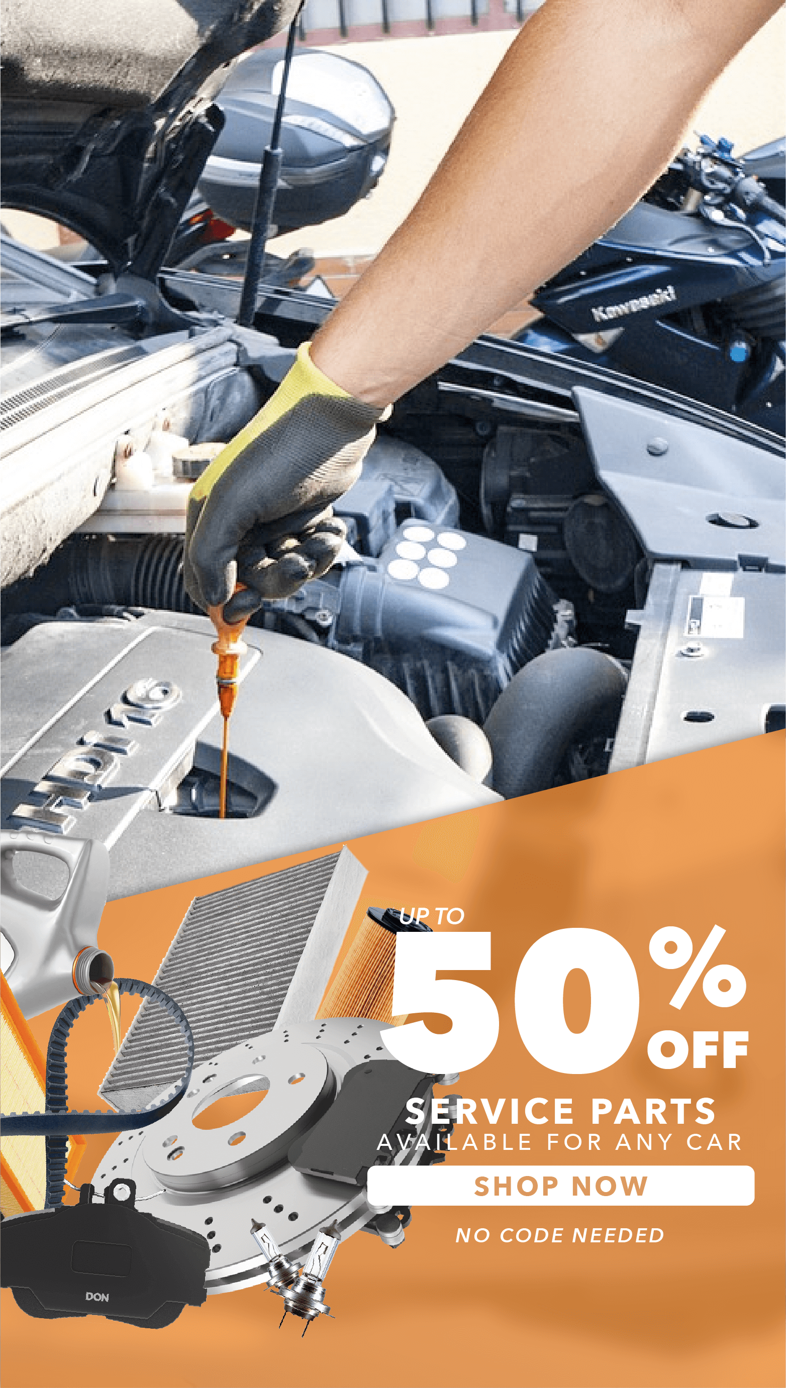 Save up to 50% on quality Service Parts with no code required