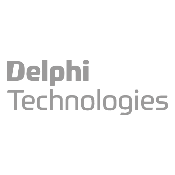Delphi Technologies logo full colour and in black and white.
